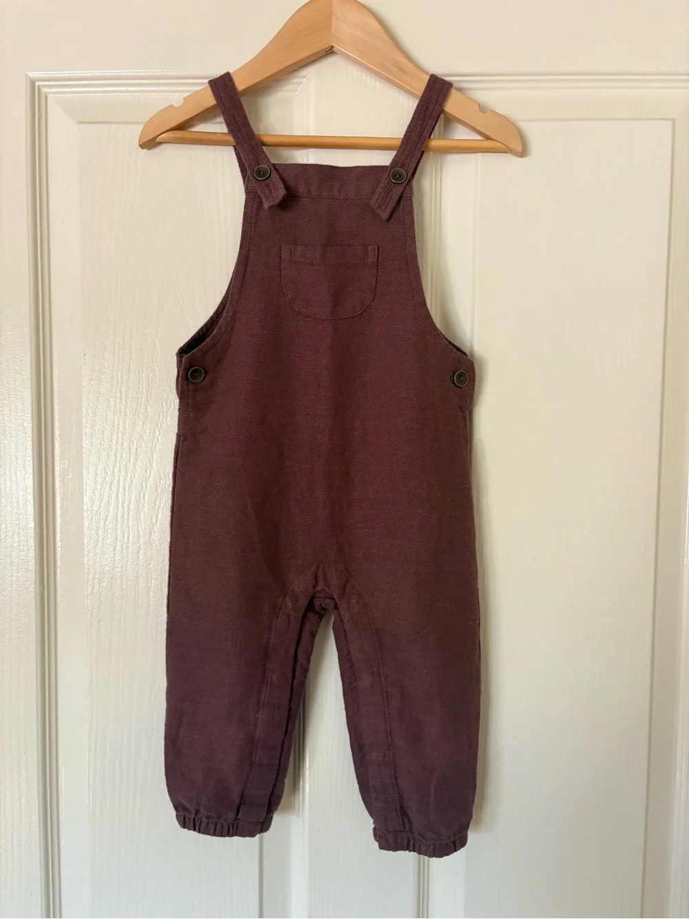 NWOT Rylee + Cru Deep Plum Linen Overalls - size 12-18 months